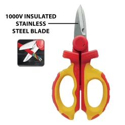 Ciseaux d'électricien isolés, 1000V. rouge et jaune