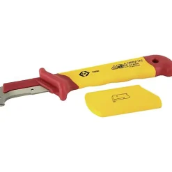 C.K T0990 Couteau à dénuder VDE 205 mm, lame inox crochue, poignée bi-matière
