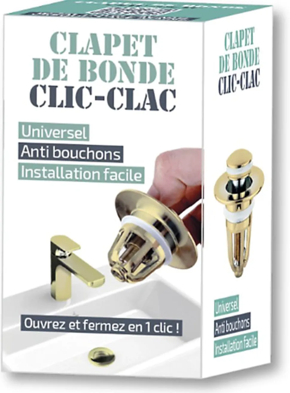 Clapet clic clac doré pour bonde de lavabo et vasque, MTK