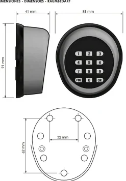 Clavier de commande sans fil 433 MHZ PROTECO RT37 PRT37A Automatisation automatique