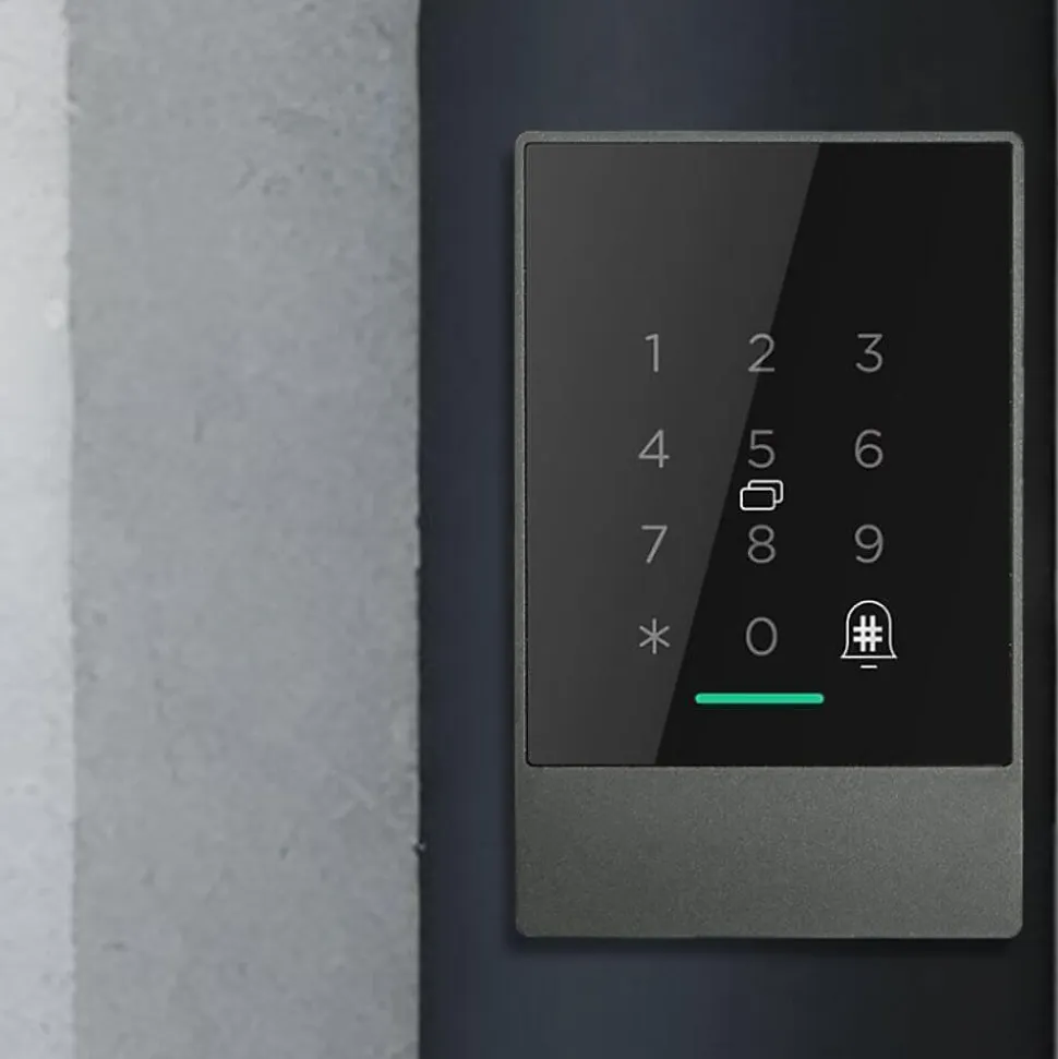 Clavier de contrôle d'accès tactile connecté locky-7c avec boitier métal à code, badge et bluetooth