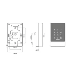 Clavier de contrôle d'accès tactile connecté locky-7c avec boitier métal à code, badge et bluetooth