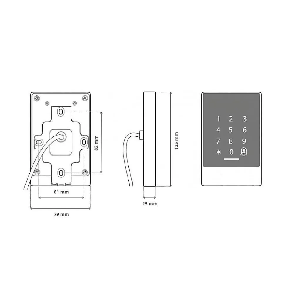 Clavier de contrôle d'accès tactile connecté locky-7c avec boitier métal à code, badge et bluetooth