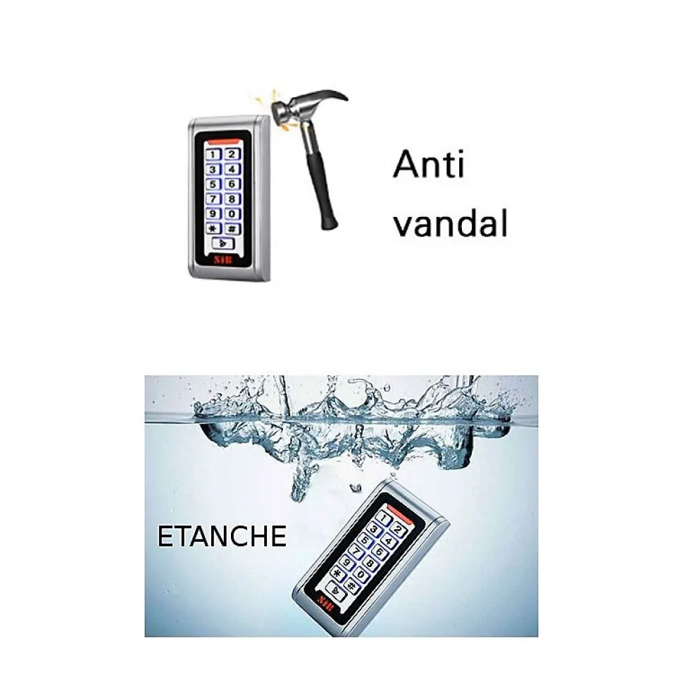 Clavier digicode et badge métal antivandale pour portail