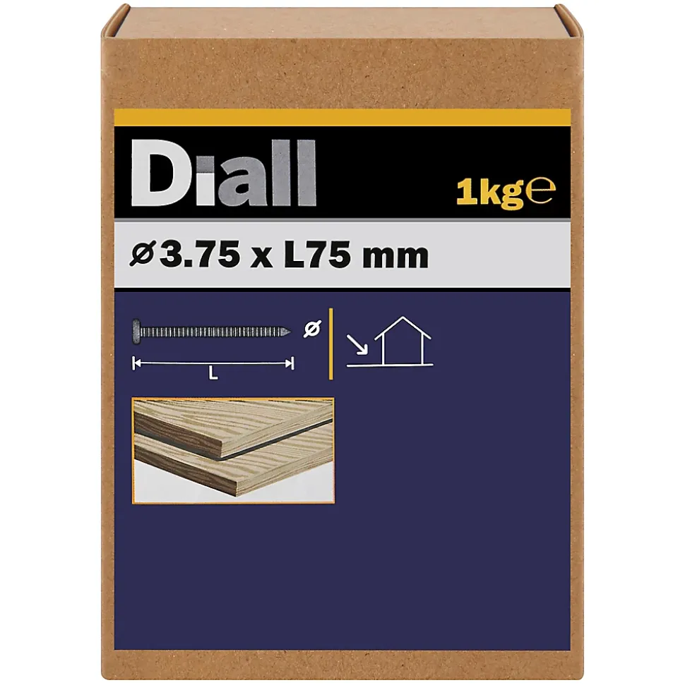 Clous à tige annelée 3,75x75 mm - boîte de 1kg Diall