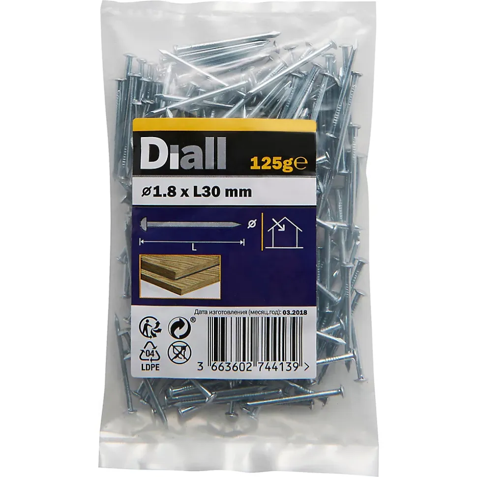 Clous à tête bombée en acier zingués 1,8x30 - 125g