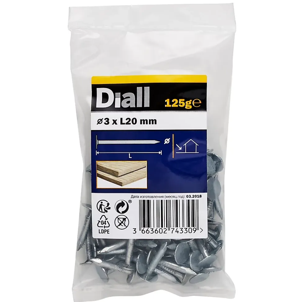 Clous à tête plate en acier galvanisé 3x20 - 125g