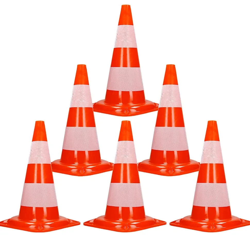 Cône de signalisation routière cône de chantier orange blanc 47 cm 6 pièces