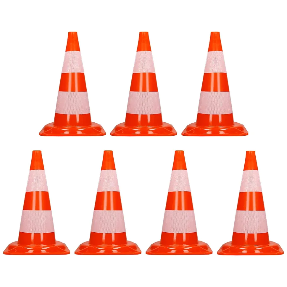 Cône de signalisation routière cône de chantier orange blanc 47 cm 7 pièces