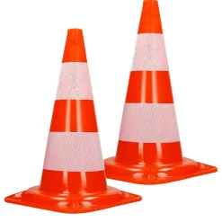 Cônes de signalisation routière cône de chantier orange blanc 47 cm 2 pièces