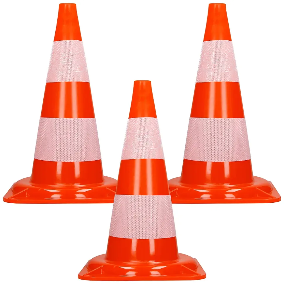 Cônes de signalisation routière cône de chantier orange blanc 47 cm 3 pièces