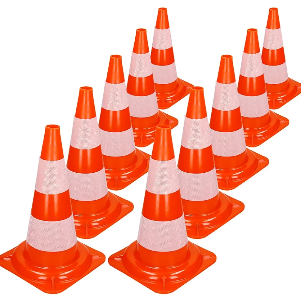 Cônes de signalisation routière cône de chantier orange blanc 47 cm 10 pièces