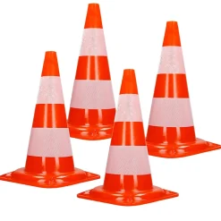 Cônes de signalisation routière cône de chantier orange blanc 47 cm 4 pièces