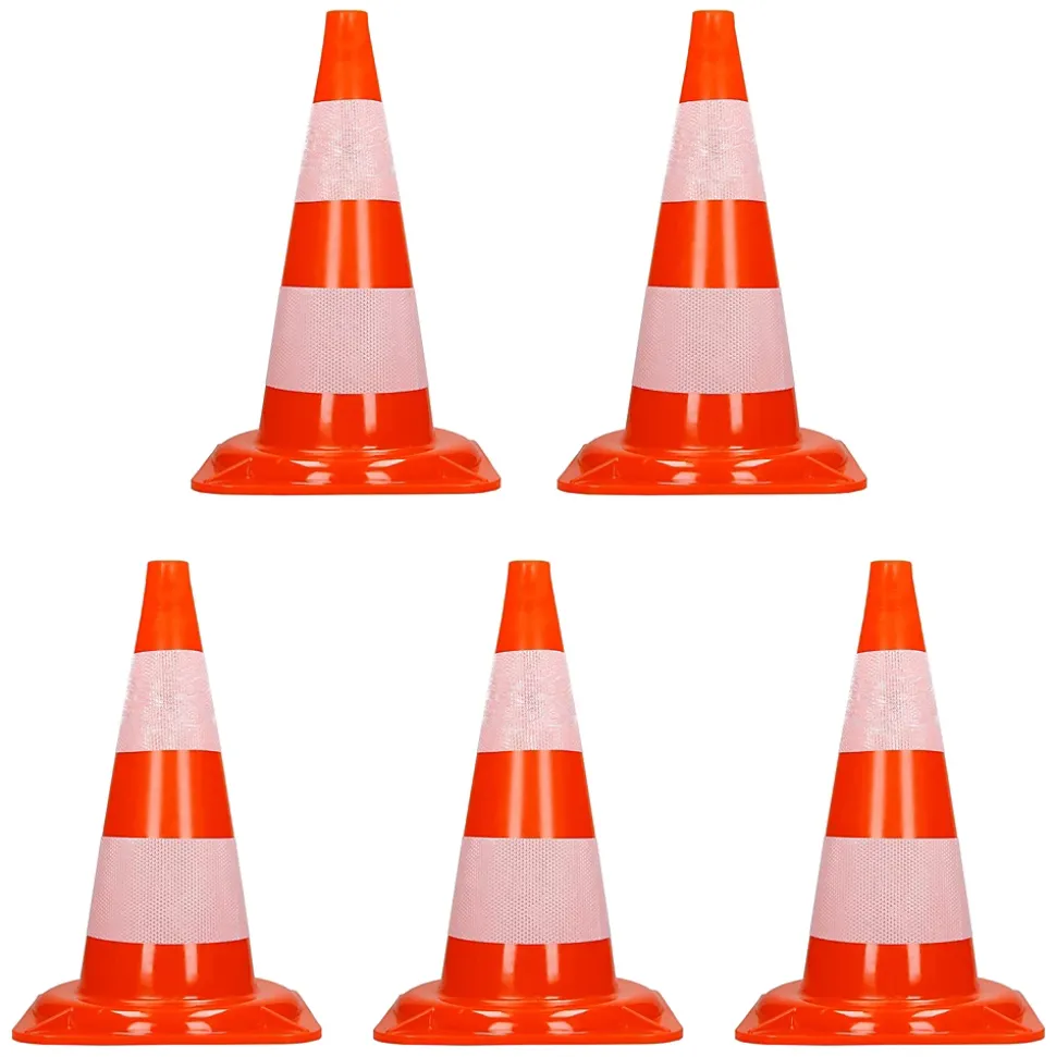 Cônes de signalisation routière cône de chantier orange blanc 47 cm 5 pièces