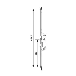 Coffre de serrure principal SECURY X 45/92 têtière U24mm longueur 649,5mm cote D 310mm - FERCO - 6-39046-08-0-1