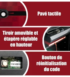 Coffre fort ignifuge 40L Anti feu 1H Electronique a code fixation sol FS-FM40 Reskal Couleur - Rouge