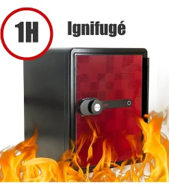 Coffre fort ignifuge 40L Anti feu 1H Electronique a code fixation sol FS-FM40 Reskal Couleur - Rouge