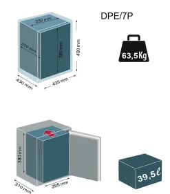 Coffre fort ignifuge électronique DPE/7P - 39.5 L - TECHNOMAX