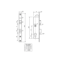 Coffre monopoint à larder 7/36 entraxe 85mm sans gâche - METALUX - F107360100