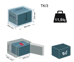 Coffre-fort à clé à emmurer TK/3 - 9 L - TECHNOSAFE