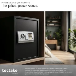 Coffre-fort électronique en acier 50 x 35 x 34,5 cm fer noir