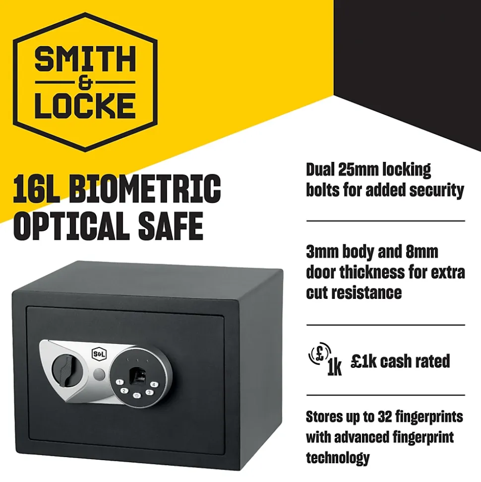 Coffre-fort ouverture biométrique Smith & Locke - 16L