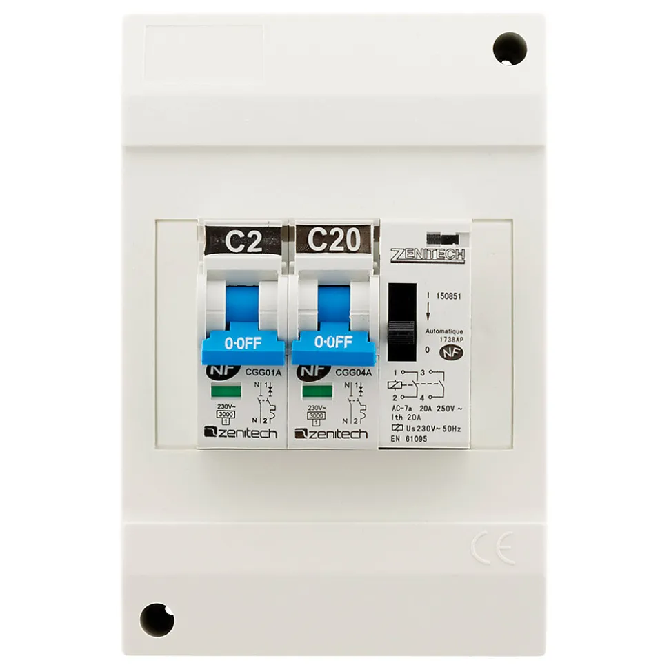 Coffret chauffe-eau 2 disj + contacteur jour/nuit Zenitech
