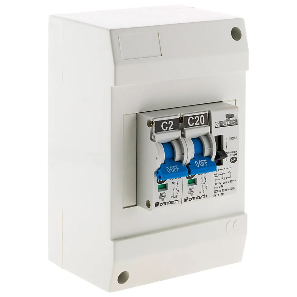 Coffret chauffe-eau 2 disj + contacteur jour/nuit Zenitech