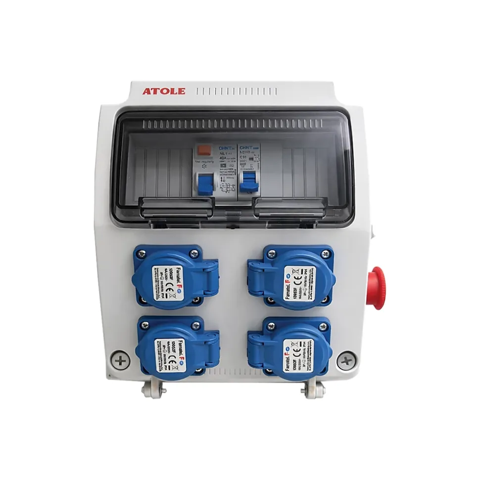 Coffret de Chantier Monophasé 230V ATOLE - 4 Prises NF 2P+T - 16A - 9 Modules - Coffret Électrique sans câble