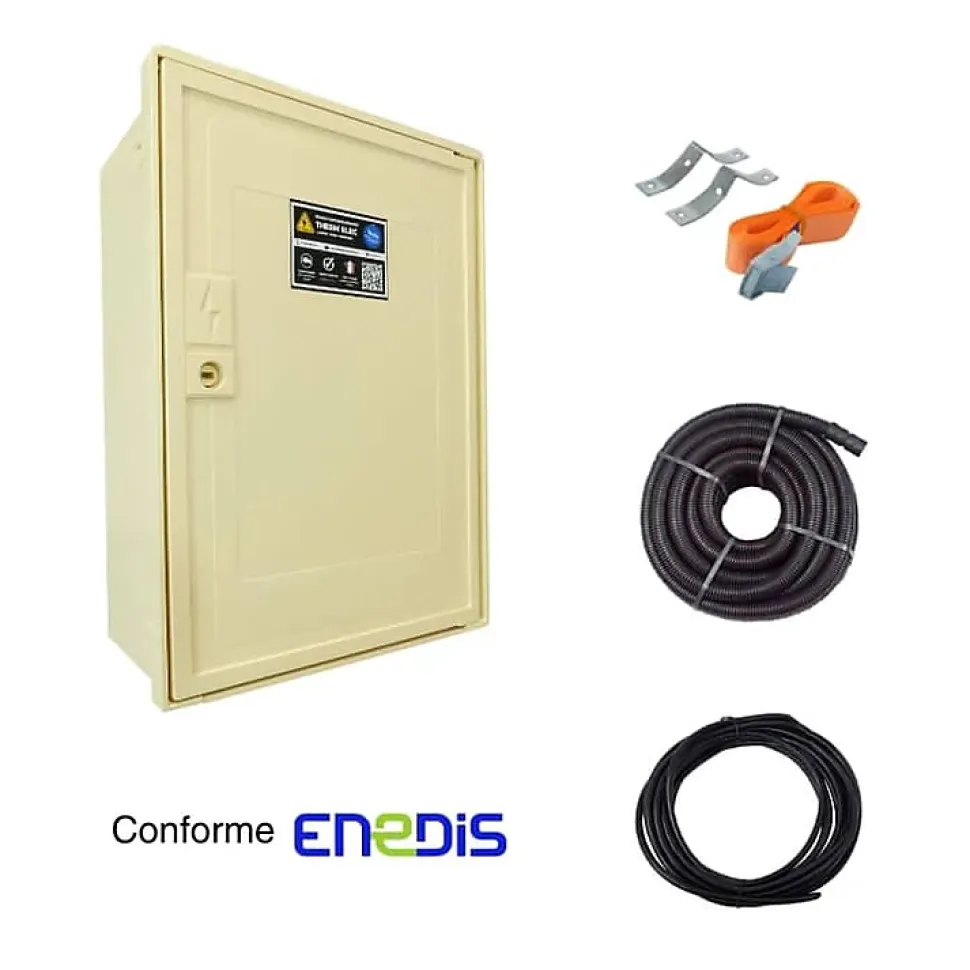 Coffret de chantier triphasé 6/18 kW - pack complet raccordement AIR 15 mètres conforme ENEDIS pour branchement provisoire