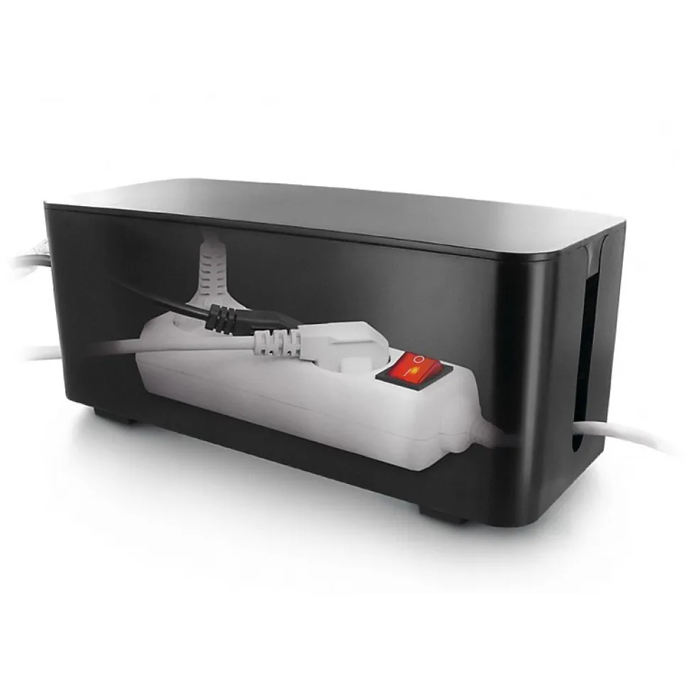 Coffret de rangement câbles et multiprises taille moyenne noir