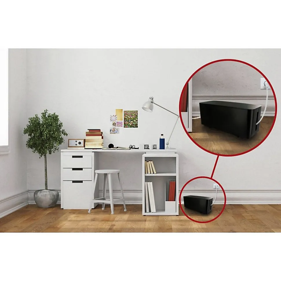 Coffret de rangement câbles et multiprises taille moyenne noir