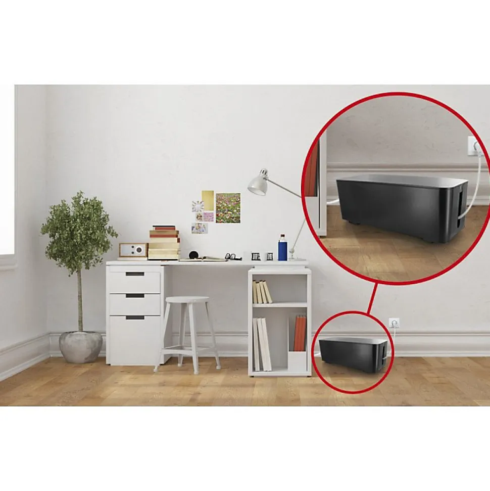 Coffret de rangement câbles et multiprises grande taille noir