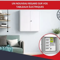 Coffret d'habillage ATOLE en acier avec clé pour tableaux électriques double - H 54 x L 58,5 x P 16 cm - Réf. RCH2T216GSS