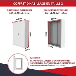 Coffret d'habillage ATOLE en acier avec clé pour tableaux électriques double - H 54 x L 58,5 x P 16 cm - Réf. RCH2T216GSS