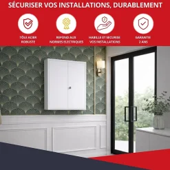 Coffret d'habillage ATOLE en acier avec clé pour tableaux électriques double - H 54 x L 58,5 x P 16 cm - Réf. RCH2T216GSS