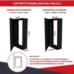 Coffret d'habillage ATOLE 13 modules en acier noir pour tableaux éléctriques - H 670 x L 340 x P 140 mm - Réf. RCH200NR