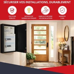 Coffret d'habillage ATOLE 13 modules en acier noir pour tableaux éléctriques - H 670 x L 340 x P 140 mm - Réf. RCH200NR