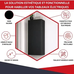 Coffret d'habillage ATOLE 13 modules en acier noir pour tableaux éléctriques - H 670 x L 340 x P 140 mm - Réf. RCH200NR