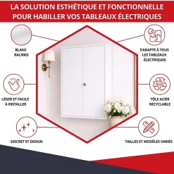 Coffret d'habillage ATOLE en acier avec clé pour tableaux électriques double - H 54 x L 58,5 x P 16 cm - Réf. RCH2T616GSS
