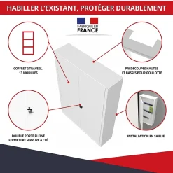 Coffret d'habillage ATOLE en acier avec clé pour tableaux électriques double - H 54 x L 58,5 x P 16 cm - Réf. RCH2T516GSS