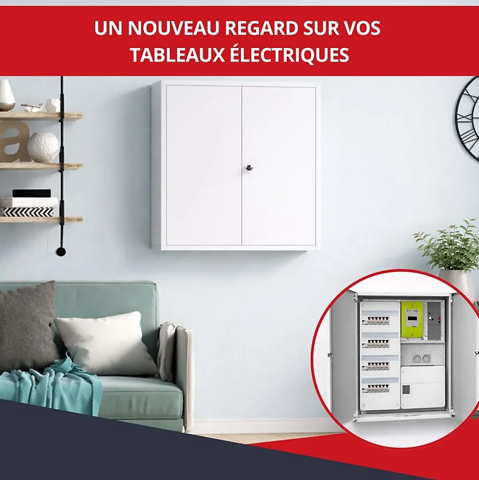Coffret d'habillage ATOLE en acier avec clé pour tableaux électriques double - H 54 x L 58,5 x P 16 cm - Réf. RCH2T516GSS