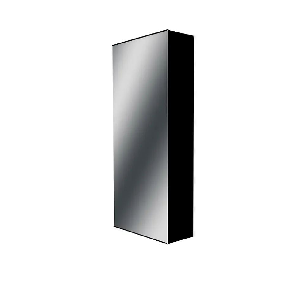 Coffret d'habillage ATOLE 13 modules en acier noir avec porte miroir - H 79 x L 34 x P 14,5 cm - Réf. RCH300MIRNR
