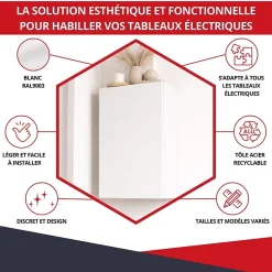 Coffret d'habillage ATOLE 13 modules en acier blanc pour tableaux éléctriques - H 670 x L 340 x P 140 mm - Réf. RCH200