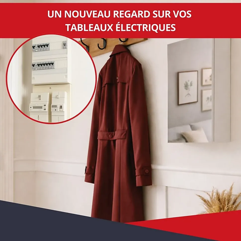 Coffret d'habillage ATOLE 13 modules en acier blanc avec porte miroir - H 79 x L 34 x P 14,5 cm - Réf. RCH300MIR