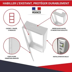 Coffret d'habillage ATOLE 13 modules en acier blanc pour tableaux éléctriques - H 540 x L 340 x P 140 mm - Réf. RCH100