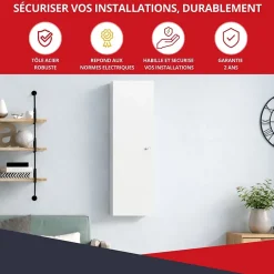 Coffret d'habillage ATOLE 13 modules en acier blanc avec serrure à clef - H 670 x L 340 x P 140 mm - Réf. RCH200GSS
