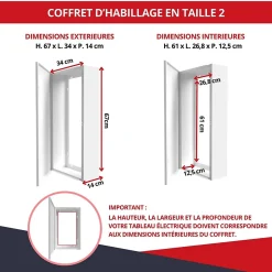 Coffret d'habillage ATOLE 13 modules en acier blanc avec serrure à clef - H 670 x L 340 x P 140 mm - Réf. RCH200GSS