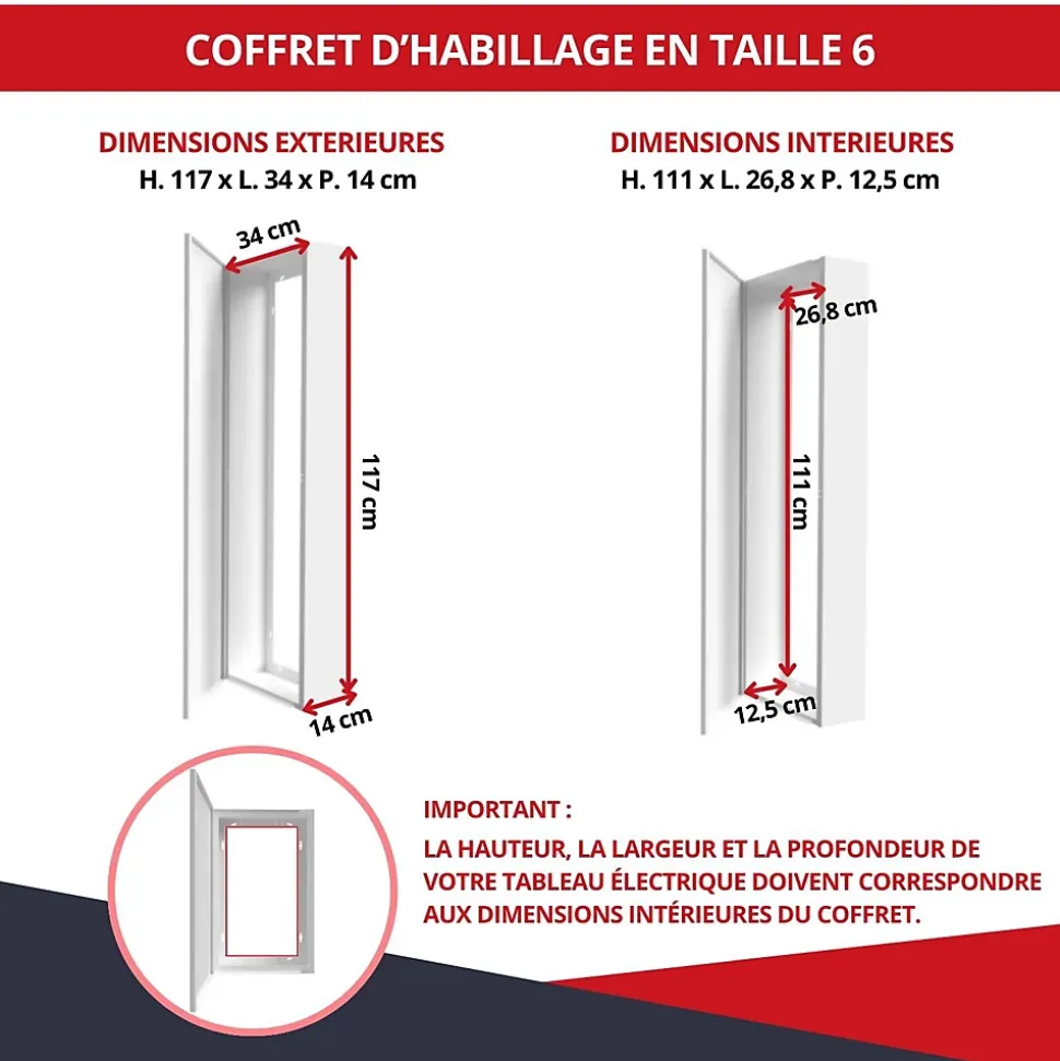 Coffret d'habillage ATOLE 13 modules en acier blanc avec serrure à clef - H 1170 x L 340 x P 140 mm - Réf. RCH600GSS
