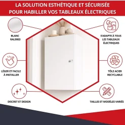 Coffret d'habillage ATOLE 13 modules en acier blanc avec serrure à clef - H 1170 x L 340 x P 140 mm - Réf. RCH600GSS